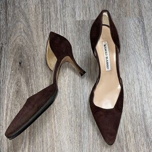 Manolo Blahnik D’Orsay Women's Brown Suede Heels Size 36.5 (US 6.5)